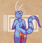  anthro areye_(artist) argonian bethesda_softworks big_butt blush butt clothing eyelashes feathers from_behind_position girly glistening glistening_body glistening_skin hi_res imminent_sex looking_at_viewer looking_back male markings nude rear_view reptile scales scalie sex shaded solo tattoo the_elder_scrolls thick_thighs video_games 