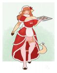  anthro baking_tray big_breasts bovid bovine breasts cattle changeling_tale christmas cleavage clothed clothing cloven_hooves cookie dress eyes_closed female food hair handwear happy hi_res holidays hooves horn huge_breasts leggings legwear lillyvaine mammal marion_(changeling_tale) orange_hair oven_mitts smile solo teats thigh_highs tight_clothing udders 
