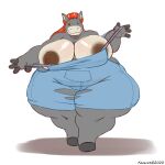  2020 anthro asinus big_breasts breasts clothing donkey equid equine female hair hi_res huge_breasts huge_thighs hyper hyper_breasts hyper_thighs kazecat mammal obese overalls overweight solo thick_thighs torn_clothing 