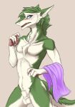  absurd_res animal_genitalia anthro balls blush dressing embarrassed fluffy genitals hi_res keel male pin_(pinpineapplepin) sergal sheath slim solo surprise towel towel_only yaegerarts 