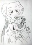  101_dalmatian_street 101_dalmatians bodily_fluids canid canine canis dalmatian disney dolly_(101_dalmatians) domestic_dog duo female female/female fur hi_res mammal multicolored_body multicolored_fur perdita saliva saliva_on_tongue tongue tongue_out unknown_artist 