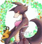  2021 anthro beastars black_nose bra breasts brown_body brown_fur button_eyes canid canine canis cervid cervine clothed clothing eyelashes eyes_closed female frilly frilly_bra frilly_clothing frilly_panties frilly_underwear fur holding_plush juno_(beastars) lingerie louis_(beastars) male mammal multicolored_body multicolored_fur navel panties pink_bra pink_clothing pink_panties pink_underwear plushie red_deer signature solo string_panties tan_body tan_fur two_tone_body two_tone_fur underwear underwear_only wolf yasaisoup 