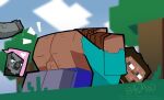  backsack balls bodily_fluids bound butt colored dark_body dark_skin detailed_background duo erection genitals humanoid imminent_sex male male/male minecraft not_furry penis restrained solo_focus steve_(minecraft) sweat torquewintress video_games 