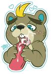  &lt;3 animal_crossing anthro beaver blonde_hair blue_eyes blush bodily_fluids buckteeth c.j._(animal_crossing) cum cum_in_mouth cum_inside cum_on_face duo freckles genital_fluids genitals hair hi_res male male/male mammal nintendo oral penis rodent tbid teeth video_games 