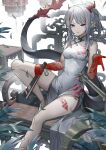  arknights chinadress horns nian_(arknights) pointy_ears tagme tail tattoo 