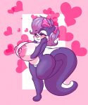  &lt;3 accessory anthro big_breasts big_butt blush breast_squish breasts butt female fifi_la_fume genitals hair_accessory hair_bow hair_ribbon happy hi_res mammal mephitid one_leg_up purple_body pussy raised_leg ribbons skunk smile snus-kun solo squish tiny_toon_adventures warner_brothers 
