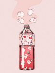  bottle bubble drink label liquid myon_(tokipi) no_humans original pink_background pink_theme simple_background smoke 