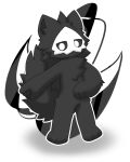  ambiguous_gender anthro black_body black_fur canid canine canis carefree920 changed_(video_game) fur hi_res mammal mask puro_(changed) simple_background solo standing white_background white_eyes wolf young 