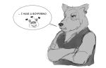  &lt;3 2021 anthro biped canid canine canis clothing english_text humanoid_hands incognitopheno male mammal monochrome password_(visual_novel) shirt simple_background solo text topwear tyson_(password) video_games visual_novel white_background wolf 