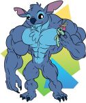  2021 3_toes 4_fingers abs alien anthro anthrofied biceps big_muscles biped black_eyes blue_body blue_claws blue_fur blue_nose chest_tuft chin_tuft claws digital_media_(artwork) disney experiment_(lilo_and_stitch) facial_tuft featureless_crotch feet fingers flat_colors fur head_tuft holding_object holding_toy huge_muscles inanimate_object lilo_and_stitch low_res male muscular muscular_anthro muscular_male nude pecs powerblock87 pupils rag_doll_(toy) scrump simple_background smile standing stitch_(lilo_and_stitch) toe_claws toes triceps tuft white_pupils 
