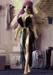  3d_(artwork) absurd_res anthro anthrofied big_breasts breasts clothed clothing dashie116 digital_media_(artwork) equid equine featureless_crotch female fluttershy_(mlp) friendship_is_magic hi_res mammal muscular muscular_female my_little_pony pegasus solo wings 