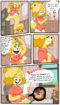  animal_crossing anthro bf-felz burping clothed clothing comic dialogue duo english_text female hi_res isabelle_(animal_crossing) male male/female micro nintendo oral_vore speech_bubble text underfoot video_games vore 