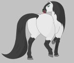  big_butt bigboy4025_(artist) black_hair butt equid equine eyeliner female feral grey_background hair hi_res horse licking licking_lips lipstick looking_at_viewer looking_back makeup mammal presenting presenting_hindquarters raised_tail simple_background solo tongue tongue_out white_body 