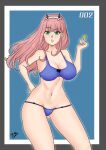  artist_masterdoodle bikini breasts darling_in_the_franxx highres masterdoodle pink_hair self_upload swimsuit swimwear zero_two_(darling_in_the_franxx) 