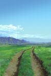  blue_sky cloud day field grass highres horizon kai_sei no_humans original outdoors road scenery sky 