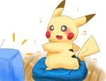  blush cushion dancing mammal mouse murid murine musical_note nintendo open_mouth pikachu pok&eacute;mon pok&eacute;mon_(species) pok&eacute;mon_channel reveno_64 rodent simple_background television video_games white_background yellow_body 