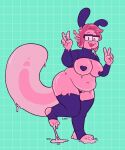  &lt;3 2020 4_toes 5_fingers alternate_version_at_source amphibian anthro axolotl belly big_breasts bottomless breasts chubby_female clothed clothing deep_navel double_v_sign dragoozee dripping eyewear fake_ears fake_rabbit_ears feet female fingers full-length_portrait gesture glasses glistening glistening_body goo_creature goo_hair hair hi_res ineffective_clothing legwear looking_at_viewer mole_salamander navel on_one_leg one_eye_closed open_mouth open_smile pasties pink_body pink_hair portrait pose poyo_(justalilmacro) pseudo_hair salamander_(amphibian) skimpy slime smile solo standing stockings thick_tail thigh_highs toeless_legwear toeless_stockings toes topwear v_sign wink 