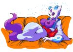  asian_clothing breasts clothing east_asian_clothing exposed_breasts female froslass furniture hi_res japanese_clothing kimono nintendo pok&eacute;mon pok&eacute;mon_(species) sofa theoverloader video_games 