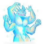  1:1 2021 4_fingers alien antennae_(anatomy) anthro anthrofied biped blue_body blue_claws blue_fur claws directional_arrow disney experiment_(lilo_and_stitch) fingers fur gamibri half-length_portrait hi_res lilo_and_stitch looking_at_viewer male muscular muscular_anthro muscular_male narrowed_eyes navel nude open_mouth open_smile portrait raised_arm sharp_teeth signature simple_background smile solo squint stitch_(lilo_and_stitch) teeth white_background 