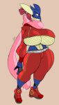  anthro big_breasts bodily_fluids breasts female fishnet greninja hi_res huge_breasts jinti_(artist) long_tongue nintendo pok&eacute;mon pok&eacute;mon_(species) saliva solo tongue video_games wide_hips 