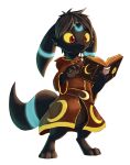  alpha_channel canid canine clothed clothing eeveelution gaming magic magic_user male mammal nexeron nintendo pok&eacute;mon pok&eacute;mon_(species) pose reading reading_book shiny_pok&eacute;mon simple_background solo standing transparent_background umbreon video_games 