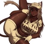  absurd_res animal_humanoid big_breasts breasts cat_humanoid cleavage clothed clothing dark_body dark_skin felid felid_humanoid feline feline_humanoid female hi_res humanoid kevbot looking_at_viewer mammal mammal_humanoid solo spread_legs spreading 