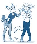  ? anthro basitin bent_over blue_and_white conditional_dnp cramped duo ear_tug ears_outwards ears_up felid feline female female/female hi_res madelyn_adelaide mammal monochrome paws pivoted_ears surprise tom_fischbach twokinds unknown_character webcomic 