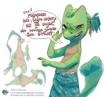  anthro bottomwear clothing cyrillic_text dreadlocks gesture group hi_res looking_at_viewer male middle_finger nintendo pointing pok&eacute;mon pok&eacute;mon_(species) russian_text sceptile shorts solo_focus swimming_trunks swimwear text translation_request treecko unknown_artist video_games 
