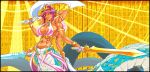  2020 6_arms apode big_breasts black_border border breasts draconcopode female hair holding_object holding_sword holding_weapon humanoid_pointy_ears lamia legless melee_weapon multi_arm multi_limb nipple_outline pink_eyes pink_hair reptile scalie serpentine snake solo split_form sword tan_body tan_skin weapon zippedsquire 