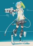  1girl aamond amputee aqua_eyes aqua_hair black_shorts black_skirt full_body green_hair hair_ornament hairclip multicolored_hair original prosthesis prosthetic_leg shadow shorts skirt solo standing two-tone_hair 