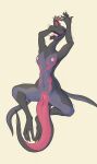  anthro blush bodily_fluids breasts female genitals hi_res narley nintendo nipples nude open_mouth pok&eacute;mon pok&eacute;mon_(species) pussy salazzle simple_background smile solo video_games 