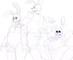  2020 animatronic anthro balls bow_tie buckteeth button_(fastener) five_nights_at_freddy&#039;s foreskin genitals half-erect happy hi_res into_the_pit lagomorph leporid littlegeecko long_ears long_tongue machine male mammal penis pubes rabbit robot scut_tail sketch solo spring_bonnie_(fnaf) teeth tongue video_games watermark 