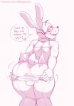  2020 anthro blush bow_tie bulge butt clothing dialogue english_text five_nights_at_freddy&#039;s five_nights_at_freddy&#039;s_vr:help_wanted freckles glitchtrap hi_res lagomorph leporid line_art littlegeecko looking_at_viewer looking_back male mammal presenting presenting_hindquarters rabbit scut_tail solo talking_to_viewer text url video_games watermark whiskers 