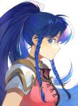  1girl armor blue_eyes blue_hair braid choker commentary_request eyebrows_visible_through_hair fire_emblem fire_emblem:_the_sacred_stones highres kyufe long_hair pauldrons ponytail shoulder_armor sidelocks simple_background solo tana_(fire_emblem) white_background 