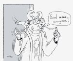  anthro beastmilk bovid bovine cattle clothed clothing dialogue digital_media_(artwork) english_text eyewear glasses hooves horn liquids male mammal open_mouth simple_background smile solo sticky text 