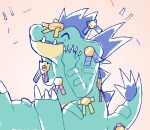  ambiguous_gender anonymous_artist anthro confetti eyes_closed feraligatr hi_res nintendo open_mouth pok&eacute;mon pok&eacute;mon_(species) ribbons shiny_pok&eacute;mon simple_background solo touching_face video_games white_background 