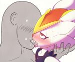  anthro blush cinderace duo female fur half-closed_eyes hi_res human human_on_anthro interspecies kissing lagomorph male male/female mammal narrowed_eyes nintendo pok&eacute;mon pok&eacute;mon_(species) pok&eacute;philia simple_background video_games white_body white_fur 武弾典斎 