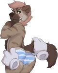  alpha_channel anthro blush butt clothing female floating_hands fur hair hand_on_hip hi_res hyaenid looking_back mammal panties pink_hair seth-iova simple_background striped_hyena tail_aside tail_grab transparent_background underwear young 