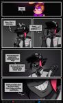  ... 2020 5_fingers :&lt; ? annoyed anthro big_bow_tie big_ears black_background black_hair blush bodily_fluids bow_tie close-up clothed clothing comic comic_page comic_panel dialogue english_text eyelashes fangs fingers five_nights_at_freddy&#039;s five_nights_at_freddy&#039;s_vr:help_wanted fnaf_vr_help_wanted frown glitchtrap grey_background grey_body grey_skin hair half-closed_eyes hat headgear headwear hi_res horn human lagomorph leporid littlegeecko long_ears long_whiskers male mammal motion_lines multicolored_ears multicolored_hair narrowed_eyes necktie nightguard pink_eyes question rabbit red_hair security security_guard sharp_teeth shirt short_hair simple_background smile solo_focus speech_bubble sweat tan_body tan_ears teeth text topwear uniform url video_games whiskers white_ears 