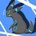  1:1 ambiguous_gender anonymous_artist black_body blue_markings cute_expression eeveelution felid feline feral hi_res looking_at_viewer mammal markings nintendo pok&eacute;mon pok&eacute;mon_(species) shiny_pok&eacute;mon simple_background sitting solo umbreon video_games yellow_eyes 