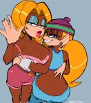  anthro ape big_breasts breasts butt candy_kong cleavage clothed clothing davenextdoor donkey_kong_(series) duo female female/female haplorhine hi_res mammal nintendo primate tiny_kong video_games 