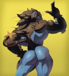  anthro back_muscles big_butt big_muscles butt butt_focus fur hi_res luxray male mammal muscular muscular_anthro muscular_male nintendo nude pok&eacute;mon pok&eacute;mon_(species) rear_view simple_background sleepymute solo thick_thighs video_games 