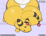  ampharos anal anal_penetration anthro big_butt butt digital_media_(artwork) duo feral genitals hi_res huge_butt male male/male male_penetrated male_penetrating male_penetrating_male nintendo nude penetration pok&eacute;mon pok&eacute;mon_(species) sex simple_background spaca text tongue video_games 
