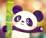  2021 anthro araru bamboo biped black_body black_nose blush chibi giant_panda kemono mammal paws solo ursid white_body 