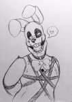  &lt;3 animatronic anthro bdsm blush bodily_fluids bondage bound bow_tie button_(fastener) candyxxxcorpse drooling five_nights_at_freddy&#039;s five_nights_at_freddy&#039;s_4 fur hi_res lagomorph leporid long_ears looking_aside machine male mammal one_eye_closed rabbit robot rope saliva sketch solo spring_bonnie_(fnaf) traditional_media_(artwork) video_games wink 