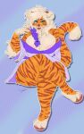  anthro areola big_breasts breasts buxbi_(character) claws cleavage clothed clothing crossed_legs digital_media_(artwork) duo feet felid female fingers fur hair hi_res huge_breasts looking_at_viewer mammal pantherine pawpads purple_hair robe simple_background smile solo striped_body striped_fur stripes thick_thighs tiger toe_claws toes tongue tongue_out vincentdraws white_body white_fur white_hair yellow_eyes 