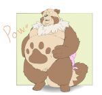  2021 anthro belly blush brown_body brown_fur canid canine eyes_closed fur humanoid_hands inunoshippo kemono male mammal overweight overweight_male raccoon_dog solo tanuki text 