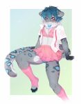  2021 4_toes 5_fingers absurd_res anthro breasts clothed clothing crossdressing digital_media_(artwork) eyebrows eyelashes feet felid female fingers fumiko hi_res mammal pantherine snow_leopard solo toes 