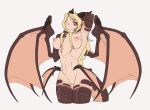  animal_humanoid blonde_hair breasts brown_body brown_scales demon demon_humanoid dragon dragon_humanoid evil_grin exposed_breasts fangs female gold_(metal) gold_jewelry hair hi_res horn humanoid jewelry long_hair miraaj_(crabble) multi_wing nude pose quququl scales smile solo wings yellow_eyes 
