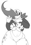  anthro anthrofied bayleef big_breasts breasts cleavage clothed clothing conditional_dnp curvy_figure elemental_creature flora_fauna hi_res looking_at_viewer monochrome nintendo plant pok&eacute;mon pok&eacute;mon_(species) simple_background skimpy smile thick_thighs video_games voluptuous white_background wide_hips xopachi 